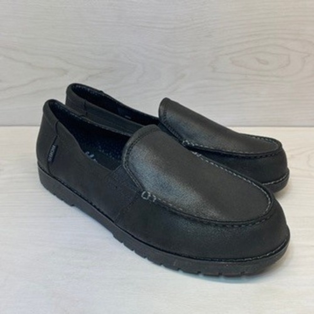 BOBS Skechers Womens 11 Wide Loafers Slip On Black 113360W Memory Foam Casual